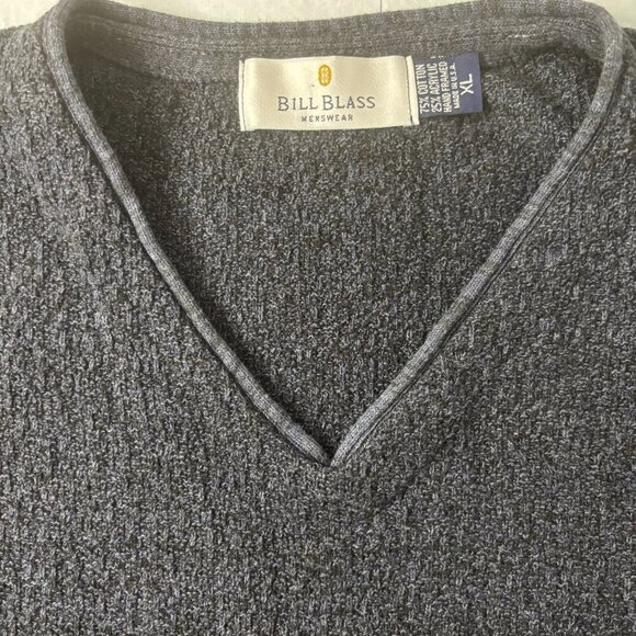 BILL BLASS Sz XL VNeck Blue Long Sleeve Sweater Workwear Casual Cashmere Blend - Picture 3 of 5
